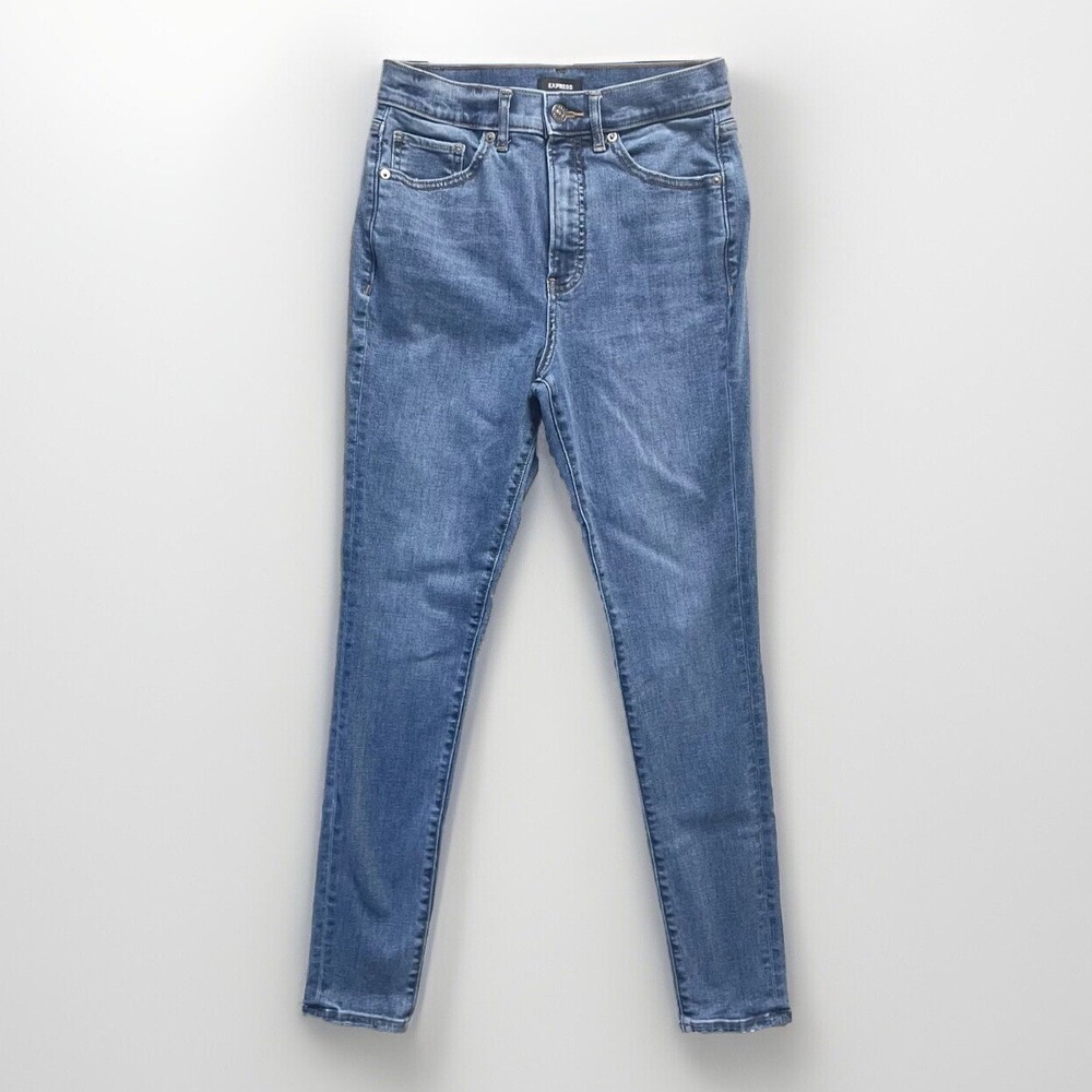 Express Skinny High Rise Jeans Women 4R Blue Excellent Medium Wash Stretch
